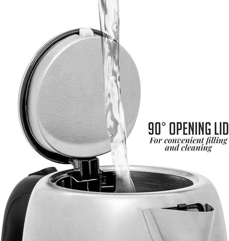 OVENTE Electric Tea Kettle Stainless Steel 1.7 Liter Portable Instant Water Boiler Heater 1100W Power Fast Boiling with Cordless Body and Automatic Shut Off for Coffee Milk Chocolate Silver KS27S - Image 7