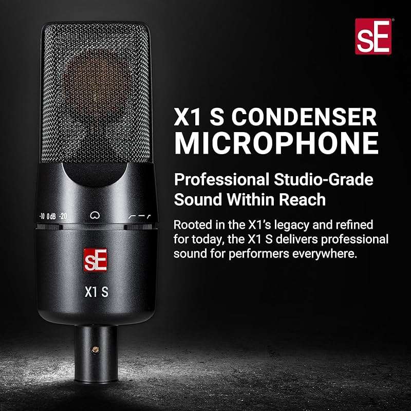 SE ELECTRONICS X1 S Large Diaphragm Condenser Microphone with 80/160 Hz Filters & -10/-20 dB Pads - XLR Condenser Mic for Singing, Vocals & Instruments - Professional Studio Microphone for Recording - Image 3