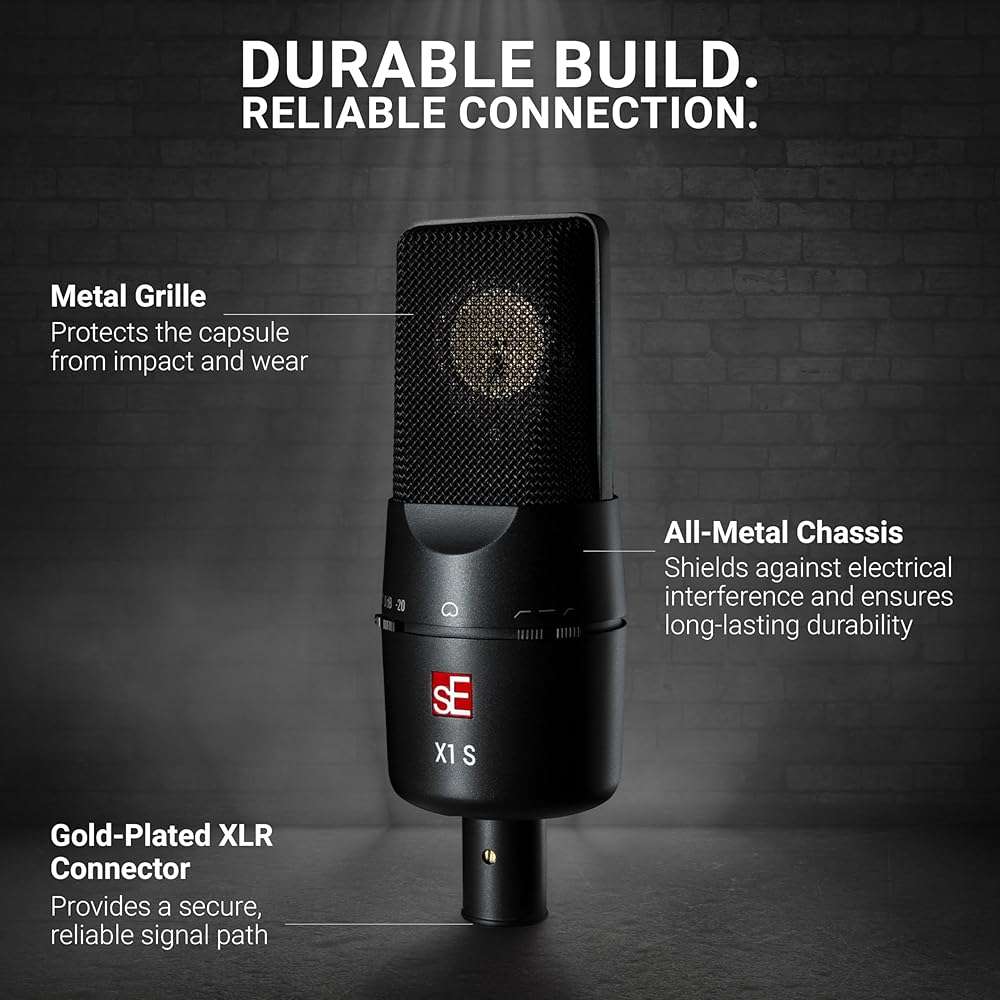 SE ELECTRONICS X1 S Large Diaphragm Condenser Microphone with 80/160 Hz Filters & -10/-20 dB Pads - XLR Condenser Mic for Singing, Vocals & Instruments - Professional Studio Microphone for Recording - Image 8