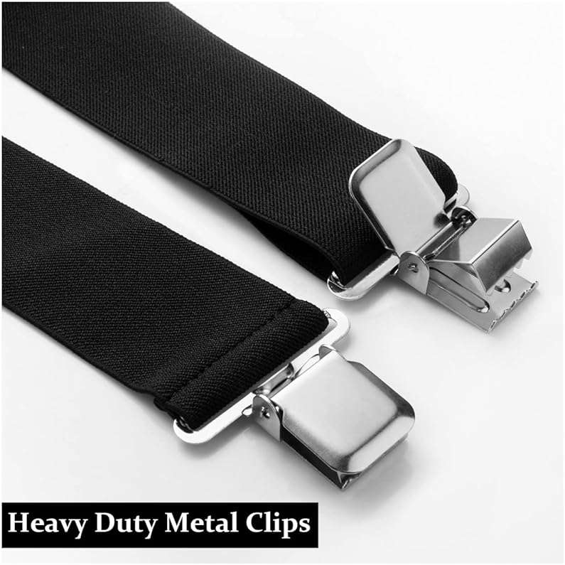 Fasker Mens Suspenders X-Back Wide Adjustable Solid Straight Heavy Duty Clip Suspenders for Men Women - Image 3