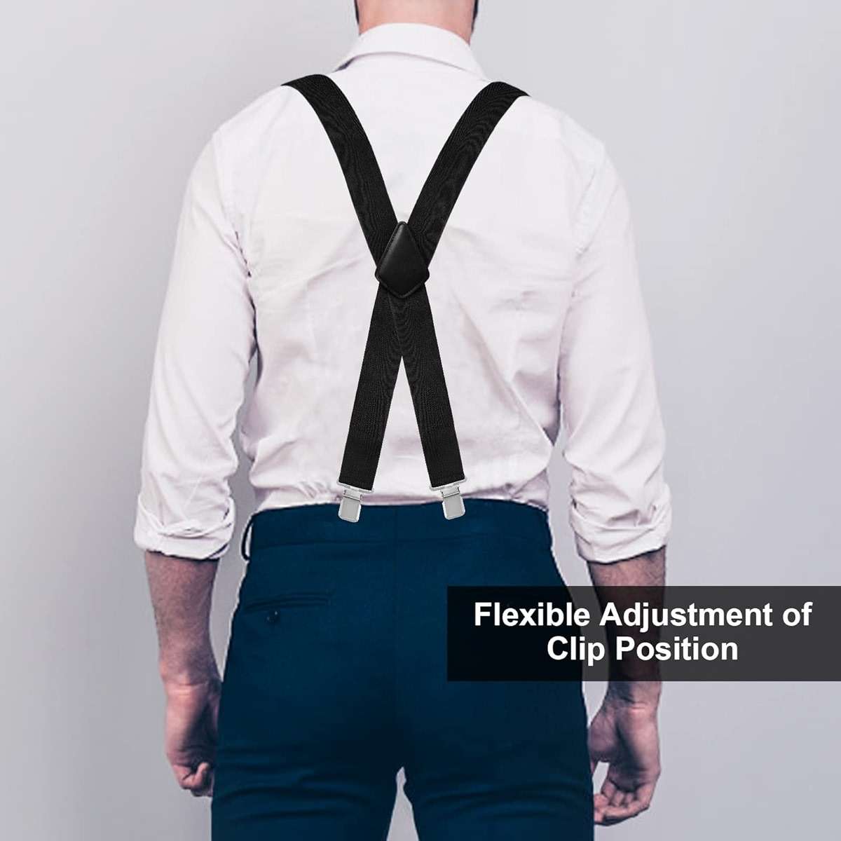 Fasker Mens Suspenders X-Back Wide Adjustable Solid Straight Heavy Duty Clip Suspenders for Men Women - Image 5