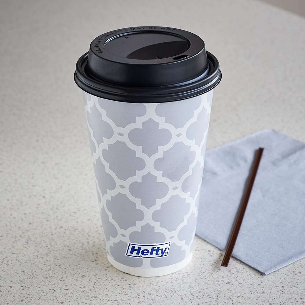 Hefty Disposable Hot Cups with Lids, Insulated Paper Coffee Cups for Tea, Cocoa and Hot Beverages, Leak Resistant Single Use Drink Cups, 16 Ounce, 20 Count - Image 6