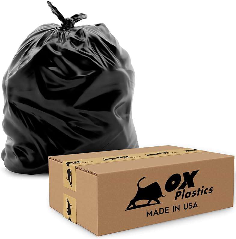 OX Plastics Black Trash Bags - Heavy Duty Garbage Bags, Extra Thick Unscented Large Trash Can Liners for Home, Outdoor, and Commercial Use - 13 Gallon, 200 Count - Image 1