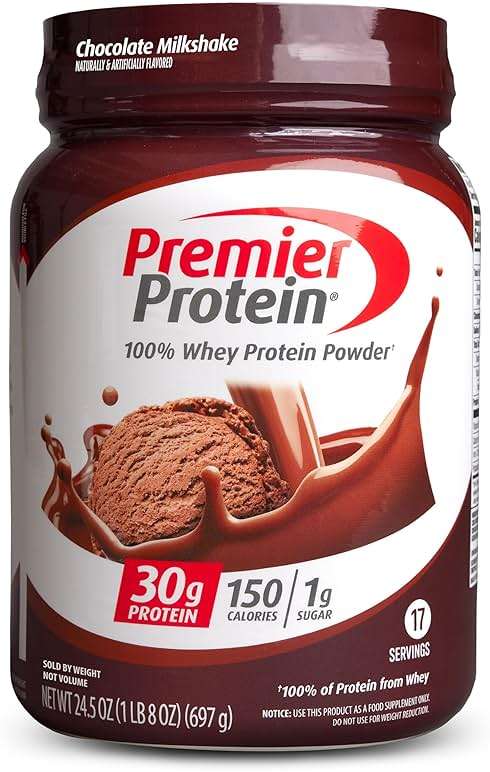Premier Protein Powder, Chocolate Milkshake, 30g Protein, No Added Sugar, 100% Whey Protein, Keto Friendly, Soy & Gluten Free, 24.5 oz (17 Servings) - Image 1