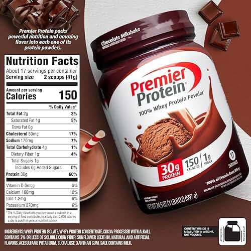 Premier Protein Powder, Chocolate Milkshake, 30g Protein, No Added Sugar, 100% Whey Protein, Keto Friendly, Soy & Gluten Free, 24.5 oz (17 Servings) - Image 6