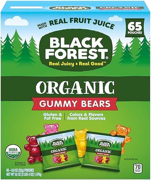 Black Forest USDA Organic Gummy Bears - 65 Pouches - .0.8Oz Each - Image 1
