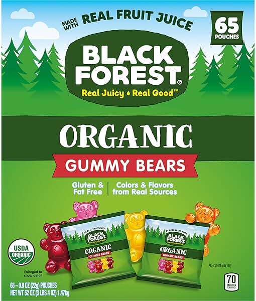 Black Forest USDA Organic Gummy Bears - 65 Pouches - .0.8Oz Each - Image 7