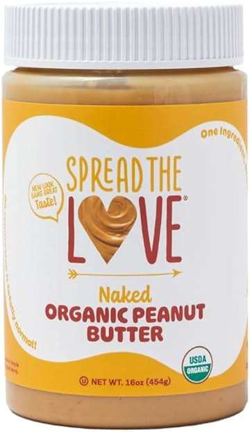 Spread The Love NAKED Organic Peanut Butter, 16 Ounce (Organic, All Natural, Vegan, Gluten-free, Creamy, Dry-Roasted, No added salt, No added sugar, No palm oil) (1-Pack) - Image 1