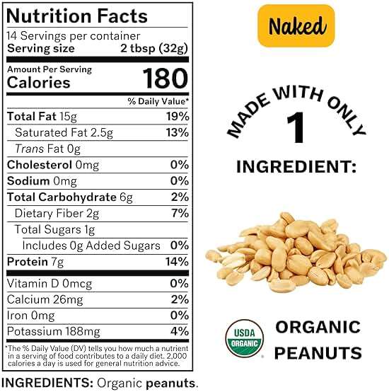 Spread The Love NAKED Organic Peanut Butter, 16 Ounce (Organic, All Natural, Vegan, Gluten-free, Creamy, Dry-Roasted, No added salt, No added sugar, No palm oil) (1-Pack) - Image 2