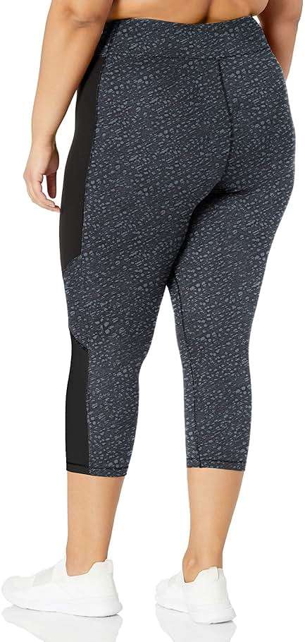 Just My Size Women's Plus Size Active Pieced Stretch Capri, Spot On Slate Grey/Black, 2X - Image 2