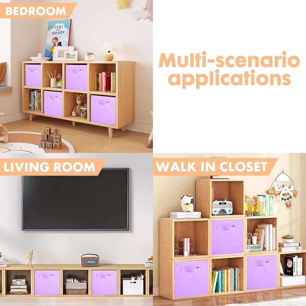 ShellKingdom Storage Bins, Foldable Fabric Storage Cubes And Cloth Storage Organizer Drawer For Closet And Toys Storage, 6 Pack (Lavender) - Image 7