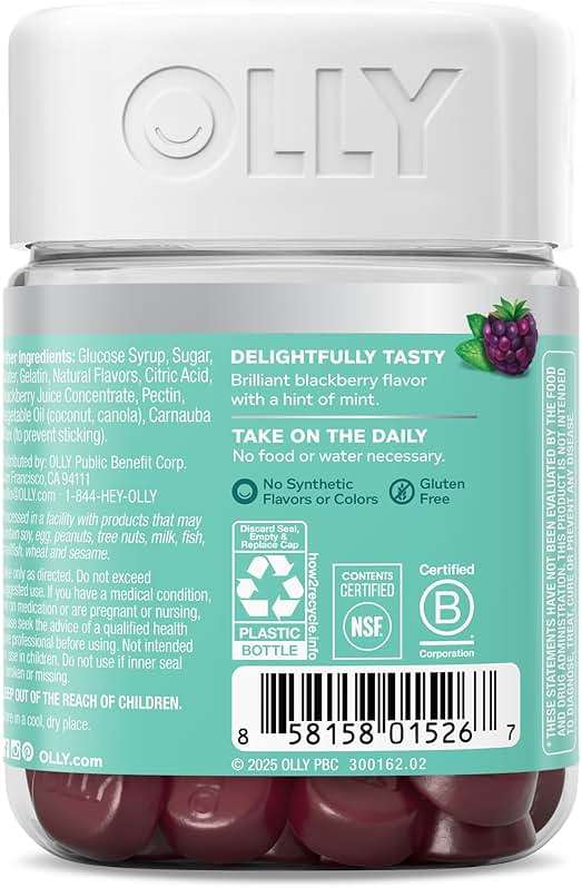 OLLY Flawless Complexion Gummy, Clear and Healthy Skin Support, Vitamins E, A, Zinc, Chewable Supplement, Berry - 50 Count (Pack of 1) - Image 8
