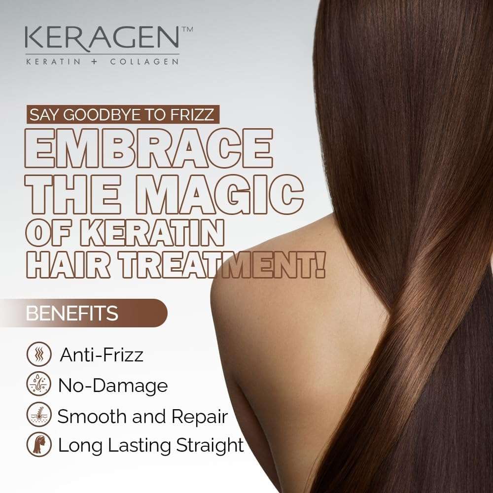 KERAGEN Keratin Smoothing Treatment – Zero-Downtime Straightener, Formaldehyde-Free | Medium to Coarse Hair | Frizz Control, Humidity Resistance, 12-Week Results | Made in USA - Image 3