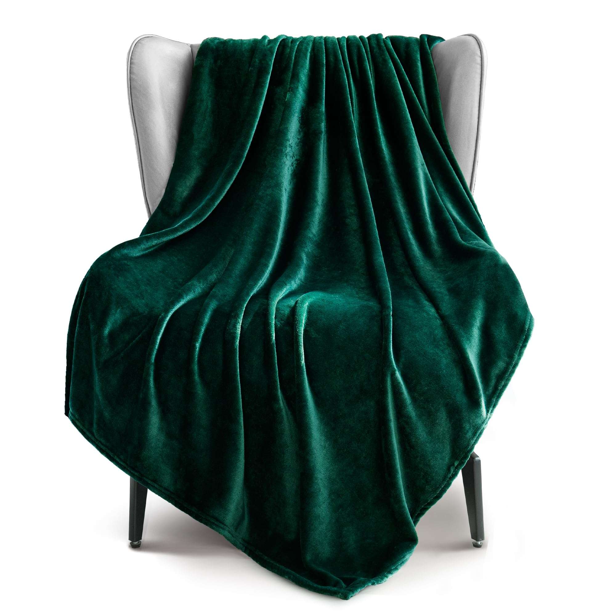 Exclusivo Mezcla Fleece Throw XL Blanket for Couch, Sofa, Super Soft and Warm Forest Green Blankets, All Season, Cozy, Plush, Lightweight, 50x70 Inches - Image 1