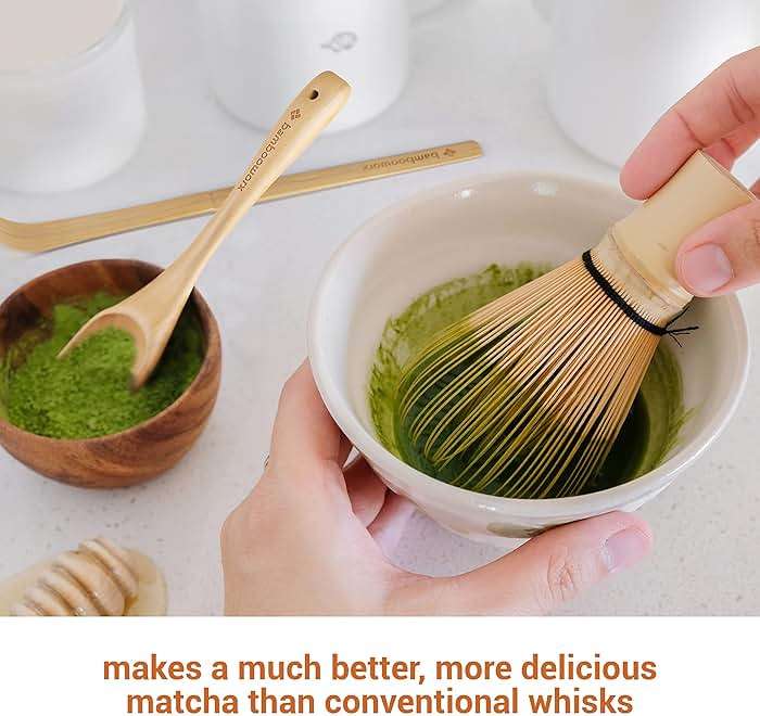 BambooWorx Matcha Whisk Set - (Chasen), Traditional Scoop (Chashaku), Tea Spoon. The Perfect Sets to Prepare a Traditional Cup of Japanese Tea, Handmade from 100% Natural Bamboo - Image 2