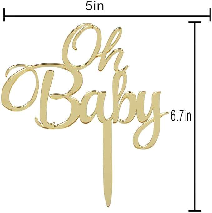 LOVELY BITON Mirrored Gold Oh Baby Cake Topper, Baby Shower 1st Birthday Party Decorations, Welcome Baby Decorations, Baby Shower Party Cake Decor - Image 2