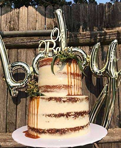 LOVELY BITON Mirrored Gold Oh Baby Cake Topper, Baby Shower 1st Birthday Party Decorations, Welcome Baby Decorations, Baby Shower Party Cake Decor - Image 3