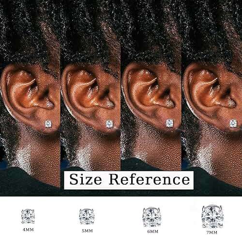 Jstyle 4-7MM Magnetic Earrings for Men Women Shiny Round Cubic Zirconia Stud Earrings for Non-Pierced Ears Hypoallergenic Stainless Steel Fake Earrings Not Easy to Fall off - Image 2