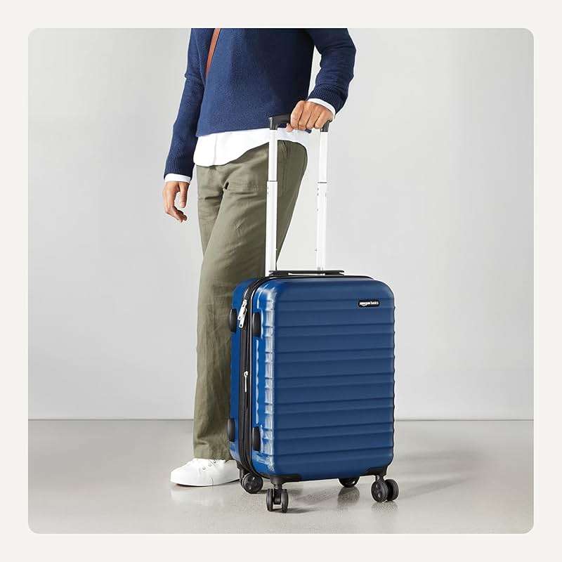 Amazon Basics 21" Hardside Carry-On Luggage with Multi-directional Wheels, Expandable for Up to 25% More Space, Scratch-Resistant Surface, Organized Interior, Navy Blue - Image 2