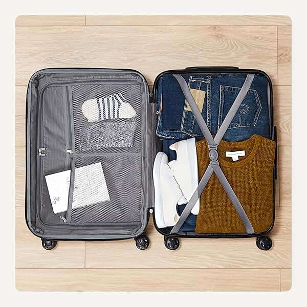 Amazon Basics 21" Hardside Carry-On Luggage with Multi-directional Wheels, Expandable for Up to 25% More Space, Scratch-Resistant Surface, Organized Interior, Navy Blue - Image 4