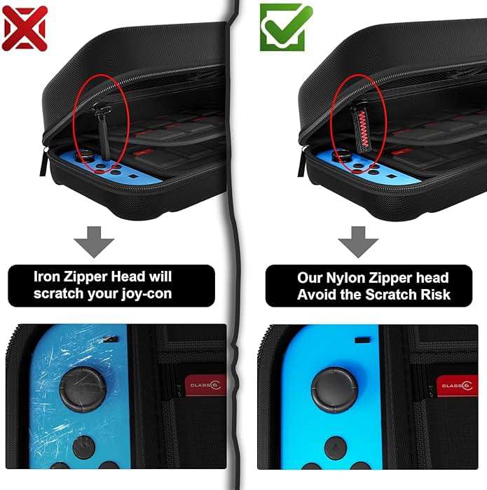 daydayup Switch Carrying Case Compatible with Nintendo Switch/Switch OLED, with 20 Games Cartridges Protective Hard Shell Travel Carrying Pouch for Console & Accessories Playstation Vita Case Black - Image 5