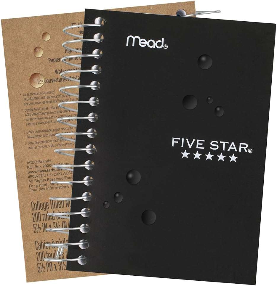 Five Star Spiral Notebook, 6 Pack, College Ruled Paper, Fat Lil' Pocket Notebooks, 3-1/2" x 5-1/2", 200 Sheets, Assorted Colors (38027) - Image 4