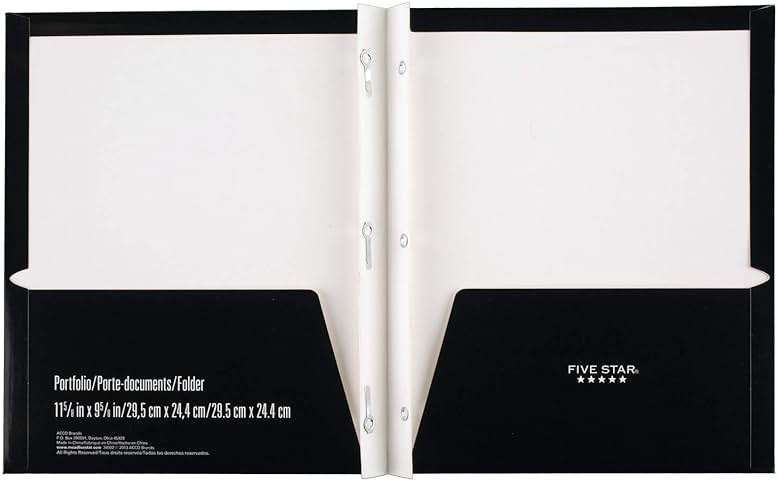 Five Star 2 Pocket Folders with Prong Fasteners, Folders with Pockets, Black, Red, Blue, Green, 4 Pack (38105) - Image 2
