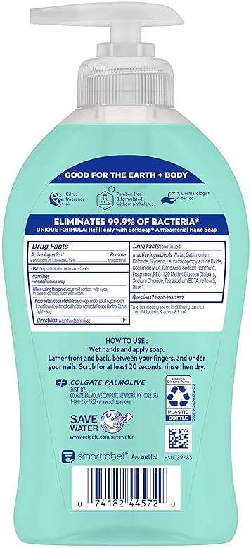 Softsoap Antibacterial Liquid Hand Soap, Fresh Citrus Scent Hand Soap, 11.25 Ounce, 6 Pack - Image 10
