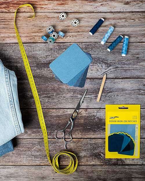 ZEFFFKA Denim Iron-on Patches Inside & Outside Strongest Glue 100% Cotton Black and White Repair Decorating Kit 12 Pieces Shades of Blue Size 3" by 4-1/4" (7.5 cm x 10.5 cm) - Image 6