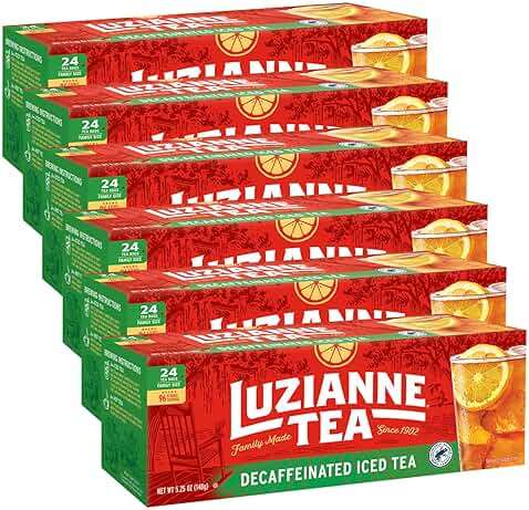 Luzianne Decaffeinated Iced Tea Bags, Family Size, 24ct Box (Pack of 6) - Image 1