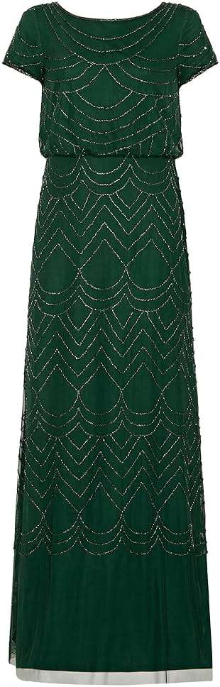 Adrianna Papell Womens Short Sleeve Blouson Beaded Gown - Image 3