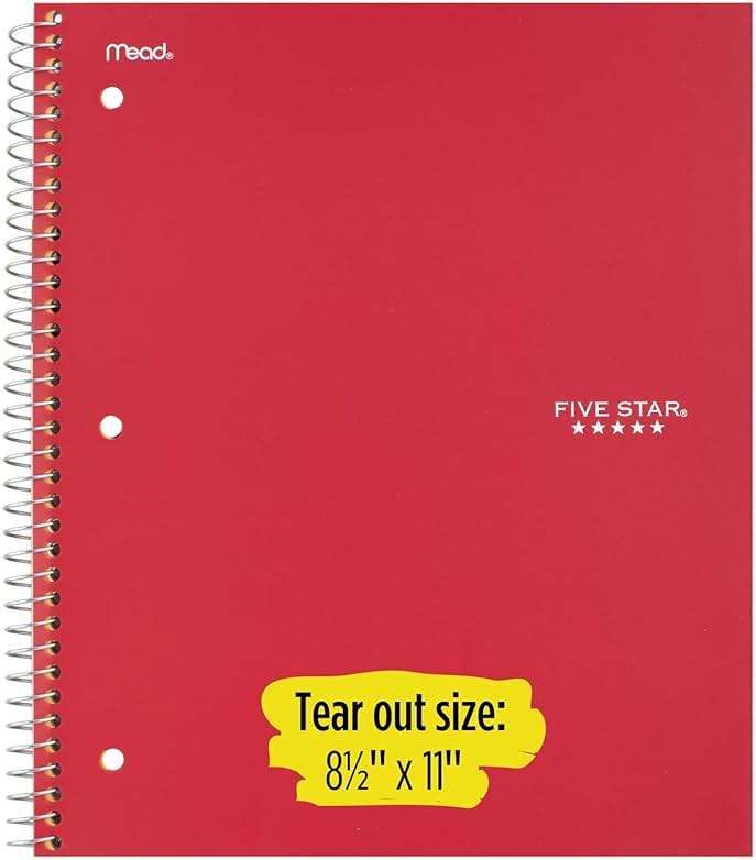 Five Star Spiral Notebooks, 5 Subject, College Ruled Paper, 200 Sheets, 11" x 8-1/2", Teal, Yellow, 2 Pack (73509) - Image 2
