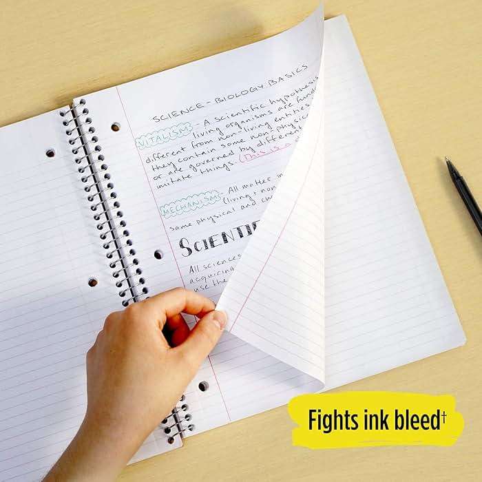 Five Star Spiral Notebooks, 5 Subject, College Ruled Paper, 200 Sheets, 11" x 8-1/2", Teal, Yellow, 2 Pack (73509) - Image 4