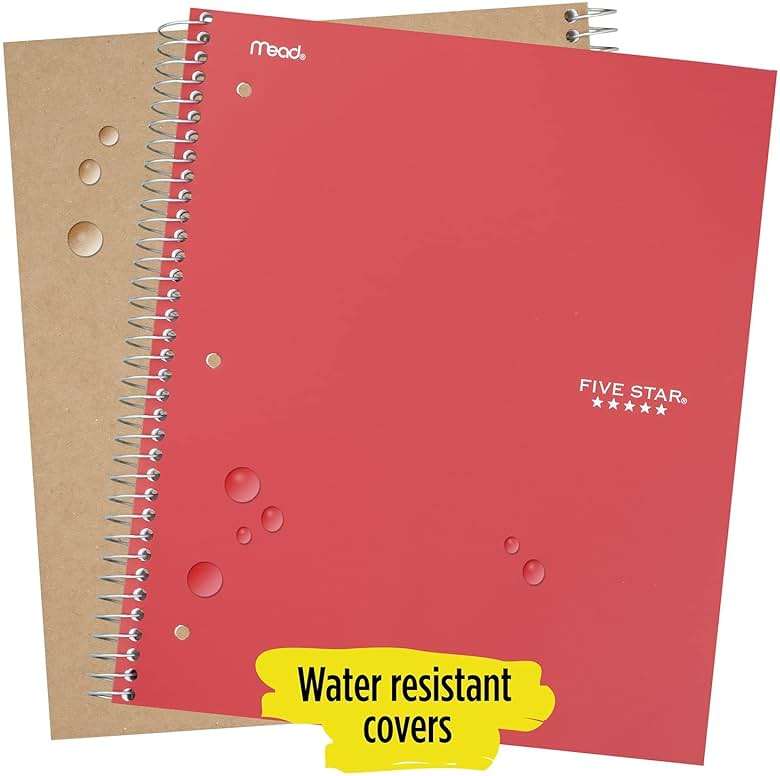 Five Star Spiral Notebooks, 5 Subject, College Ruled Paper, 200 Sheets, 11" x 8-1/2", Teal, Yellow, 2 Pack (73509) - Image 6