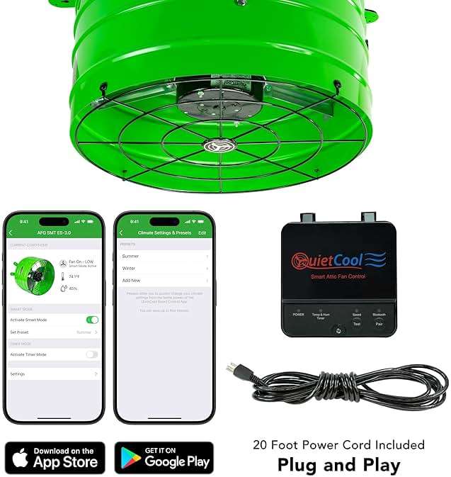Quietcool AFG SMT ES-3.0 Smart Attic Fan for Gable Vents - Up to 2801 CFM - As low as 22 Watts - Smart App Control - Thermostat and Humidistat - 20ft Power Cord - Plug-and-play - Three Speed - Image 2