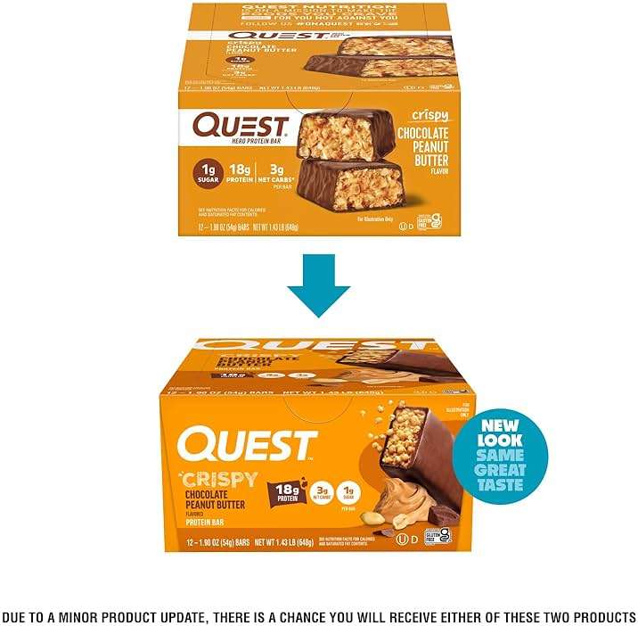 Quest Nutrition Crispy Chocolate Peanut Butter Hero Protein Bar, 18g Protein, 1g Sugar, 3g Net Carb, Gluten Free Protein Snack, Keto Friendly, 12 Count - Image 2