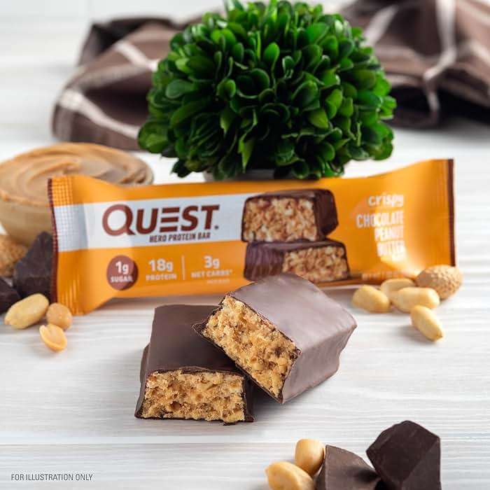 Quest Nutrition Crispy Chocolate Peanut Butter Hero Protein Bar, 18g Protein, 1g Sugar, 3g Net Carb, Gluten Free Protein Snack, Keto Friendly, 12 Count - Image 6