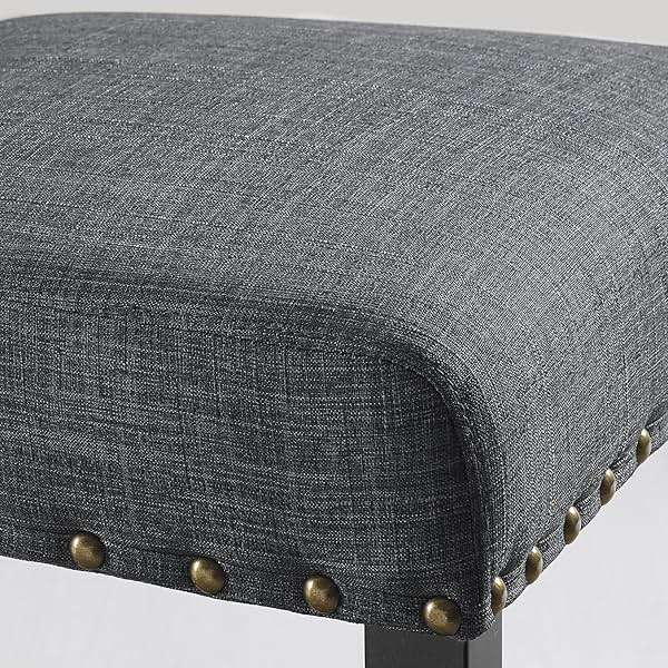 Roundhill Furniture Biony Gray Fabric Dining Chairs with Nailhead Trim, Pack of 2 - Image 3