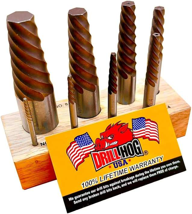 Drill Hog USA 8 Pc Spiral Easy Out Set Round Screw Extractor - Image 1