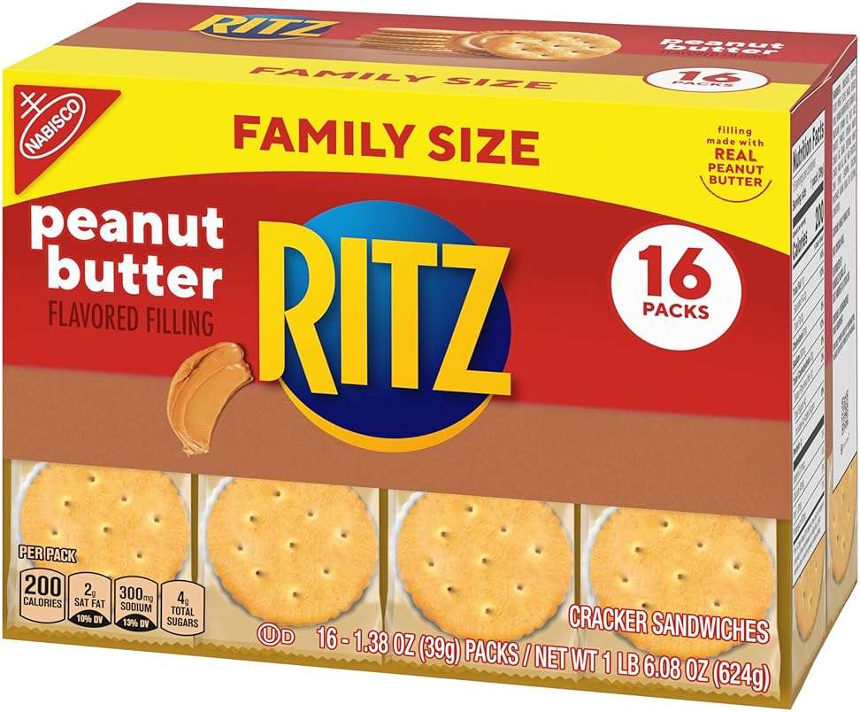RITZ Peanut Butter Sandwich Crackers, 96 Snack Packs (6 Boxes, 6 Crackers Per Pack) - Image 15