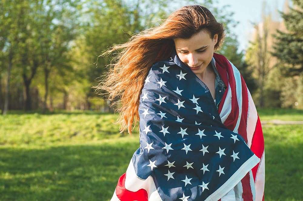 American Flag 4x6 ft: Long Lasting US Flag, Heavy Duty Nylon, Embroidered Stars, Sewn Stripes, Brass Grommets, UV Protection Perfect for Outdoors! USA Flag - Image 2
