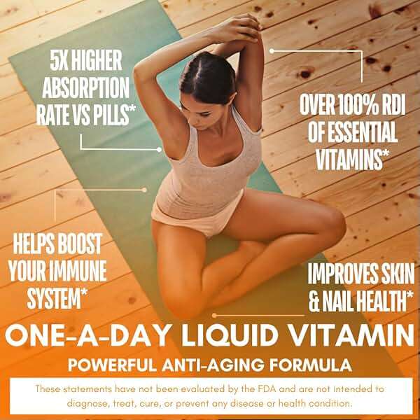 Mega Premium Liquid Multivitamin | Natural Immune Support Vitamin w/ 1333% Vitamin C, 200% D3, Zinc + 20 Vitamins, 70 Minerals, & 21 Amino Acids | Sugar Free | Orange Flavor | 98% Absorption | 32 Serv - Image 3
