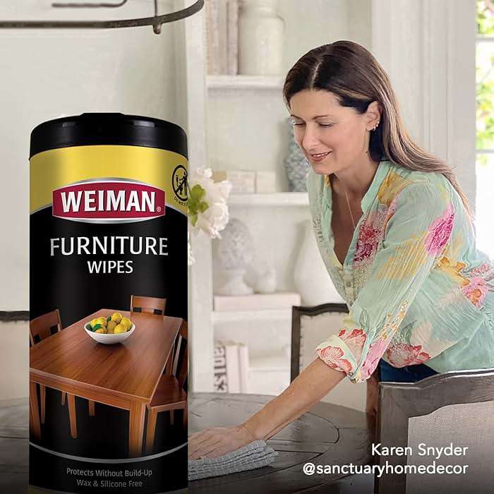 Weiman Wood Polish and Cleaning Wipes, For Furniture Cleaner, Protect from Watermarks, Stains & Aging, No Build-Up, UVX-15 Prevent Drying, Fading & Discoloration, 2 Pack with Microfiber Cloth - Image 2