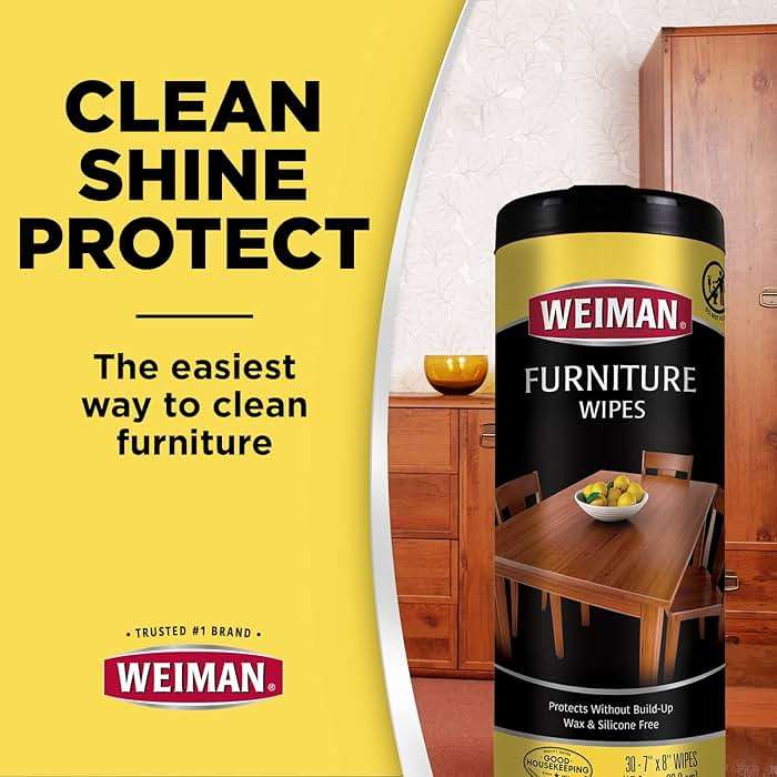 Weiman Wood Polish and Cleaning Wipes, For Furniture Cleaner, Protect from Watermarks, Stains & Aging, No Build-Up, UVX-15 Prevent Drying, Fading & Discoloration, 2 Pack with Microfiber Cloth - Image 4