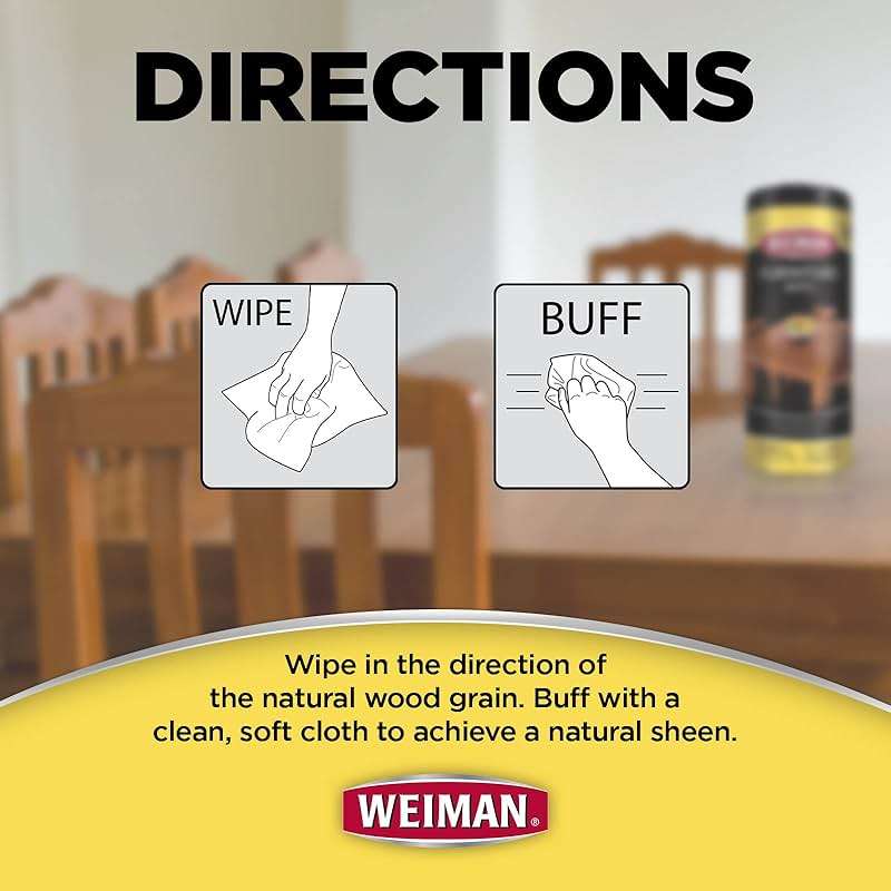 Weiman Wood Polish and Cleaning Wipes, For Furniture Cleaner, Protect from Watermarks, Stains & Aging, No Build-Up, UVX-15 Prevent Drying, Fading & Discoloration, 2 Pack with Microfiber Cloth - Image 5