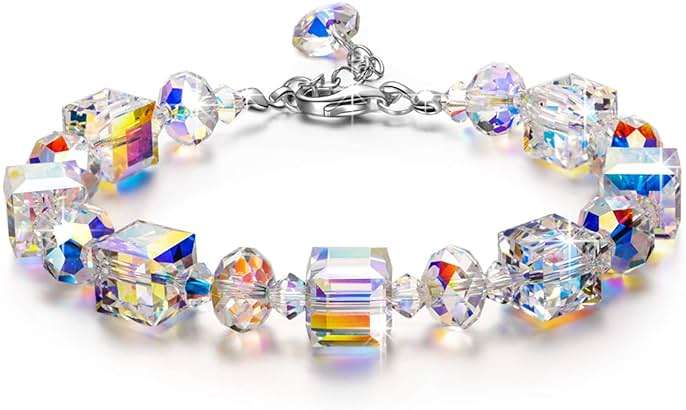 LADY COLOUR ♥ A Little Romance ♥ Sterling Silver Bracelets for Women Northern Lights Crystals Bracelet 7"+2" Extension, Packaged with Jewelry Box, Mother's Day Birthday Anniversary Jewelry Gift for Women Girls - Image 1