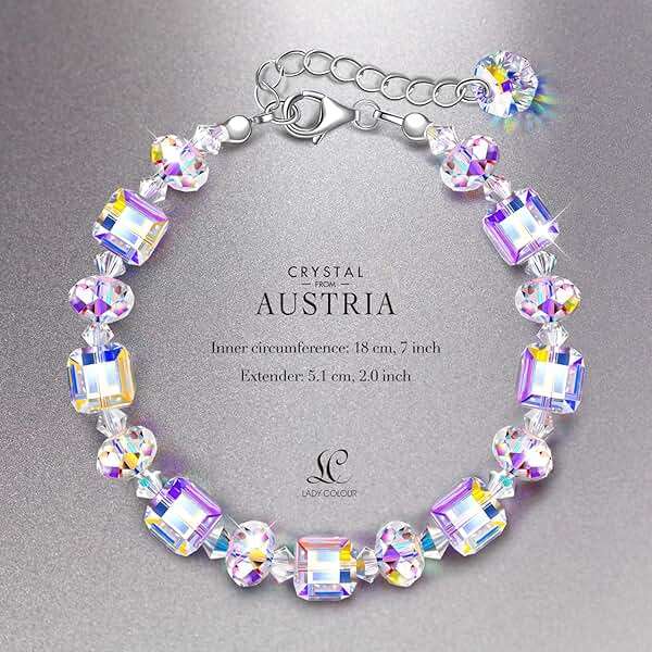 LADY COLOUR ♥ A Little Romance ♥ Sterling Silver Bracelets for Women Northern Lights Crystals Bracelet 7"+2" Extension, Packaged with Jewelry Box, Mother's Day Birthday Anniversary Jewelry Gift for Women Girls - Image 2