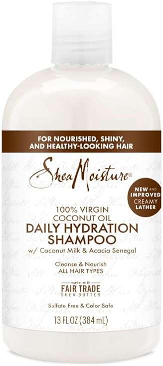 Shea Moisture Daily Hydration Shampoo Virgin Coconut Oil for All Hair Types Sulfate-Free 13 oz - Image 1