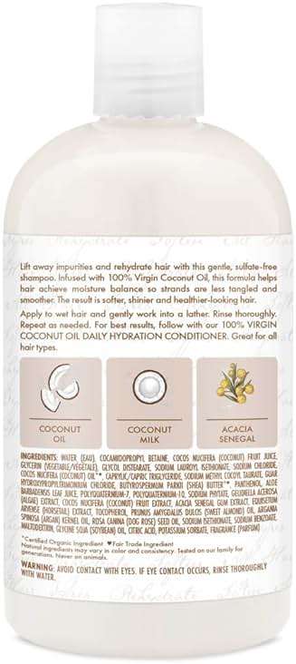 Shea Moisture Daily Hydration Shampoo Virgin Coconut Oil for All Hair Types Sulfate-Free 13 oz - Image 3