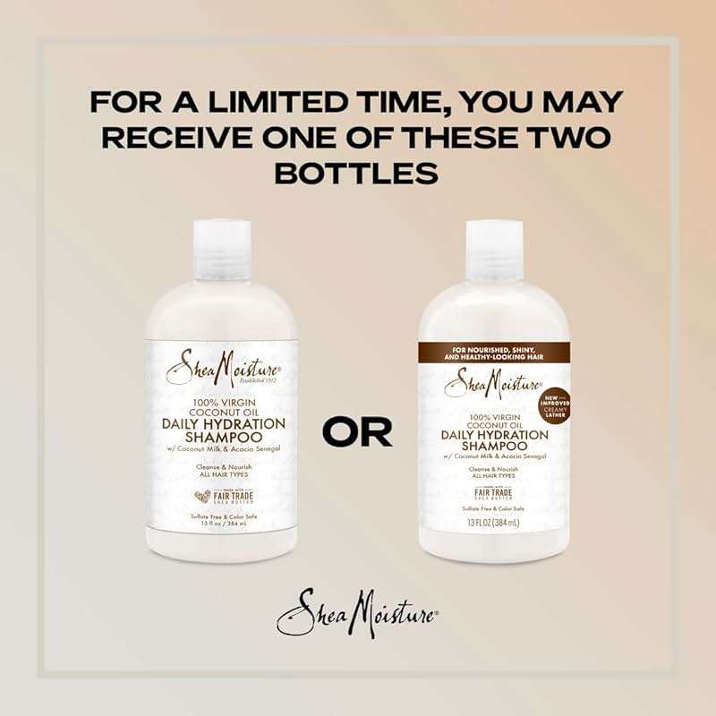 Shea Moisture Daily Hydration Shampoo Virgin Coconut Oil for All Hair Types Sulfate-Free 13 oz - Image 4
